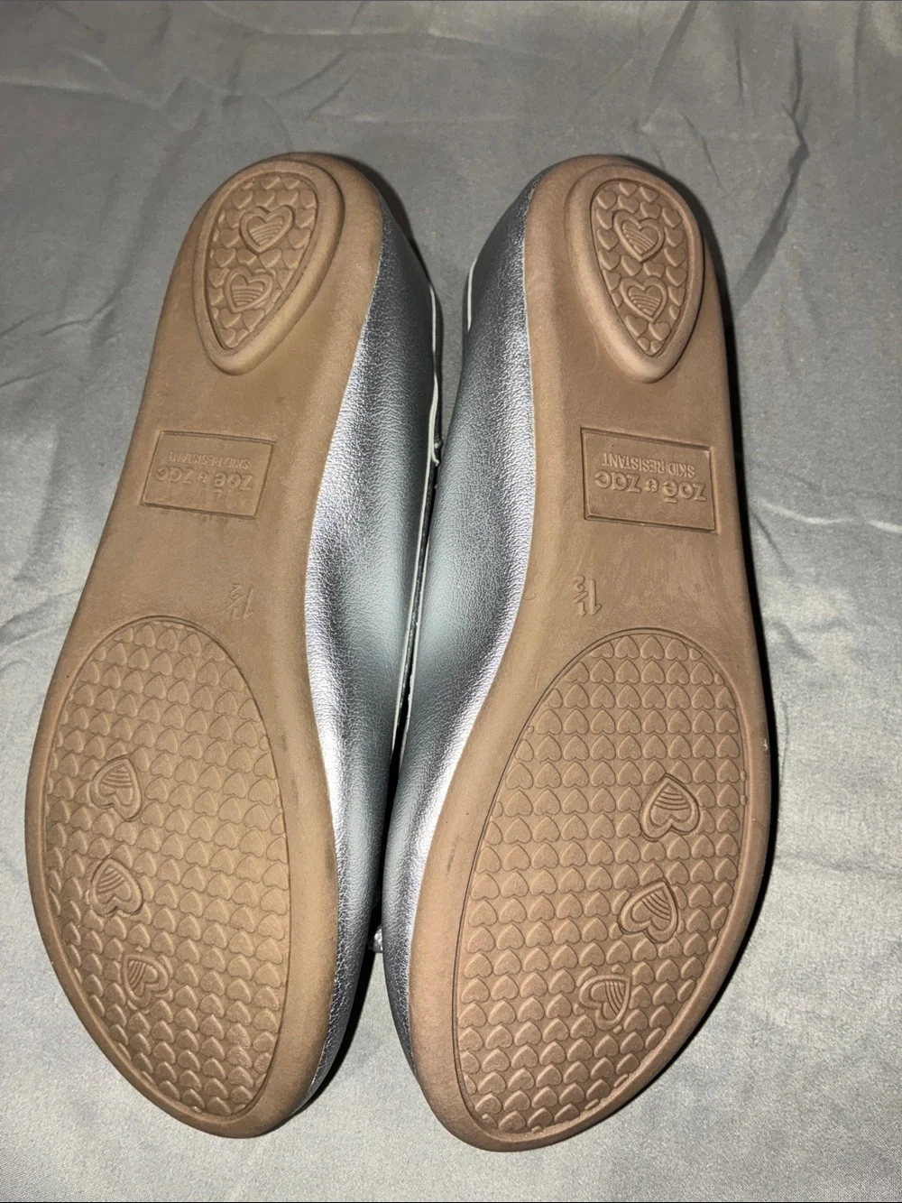 Girl’s Silver Ballet Flats with Bow